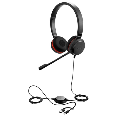 Jabra Evolve 20 SE, Stereo MS, USB C/A adapter, Leather