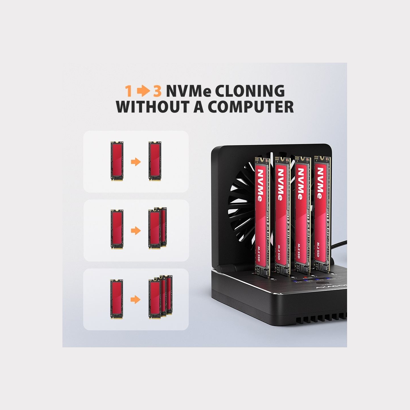 Axagon ADSA-M2C44 USB-C 4xNVMe M.2 40Gbps cooler