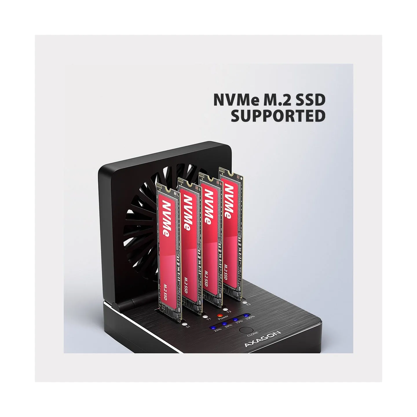 Axagon ADSA-M2C44 USB4 docking station for 4x M.2 NVMe SSDs with disk cloning function without a PC