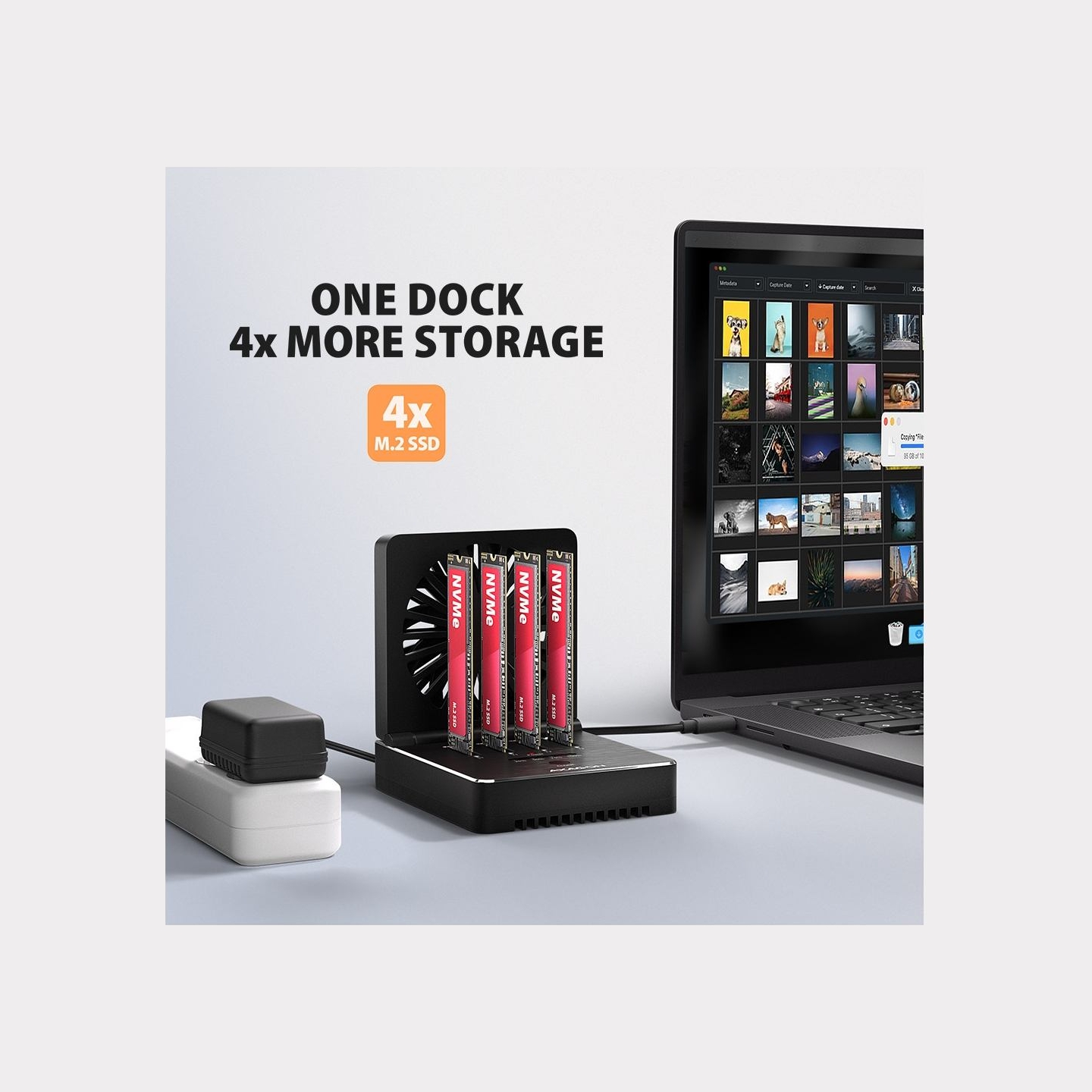 Axagon ADSA-M2C44 USB4 docking station for 4x M.2 NVMe SSDs with disk cloning function without a PC