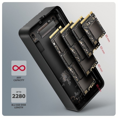 Axagon EEM2-40G USB-C 40Gbps external enclosure for M.2 NVMe SSD