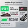 Axagon External aluminum enclosure EEM2-40G USB4 Gen 3x2 M.2 NVMe SSD 40Gbps, passive cooling, USB-C cable, silicone sleeve