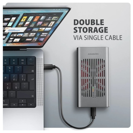 Axagon EEM2-20GB USB-C enclosu re Gen2 2xNVMe M.2 SSD
