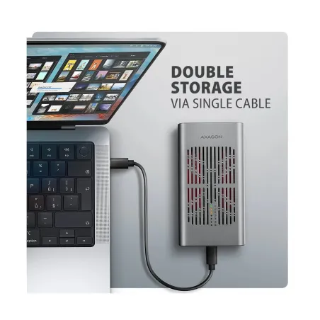 Axagon EEM2-20GB USB-C enclosu re Gen2 2xNVMe M.2 SSD