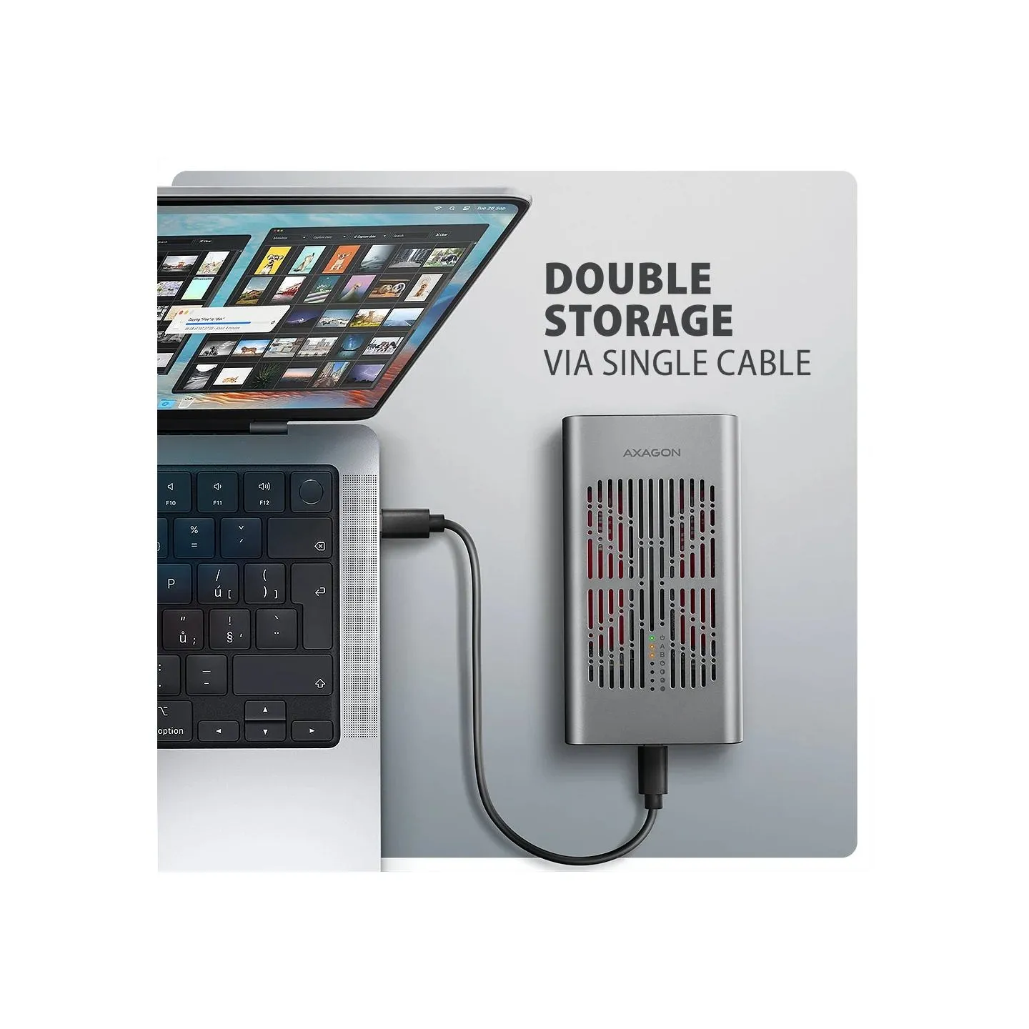 Axagon EEM2-20GB USB-C enclosu re Gen2 2xNVMe M.2 SSD