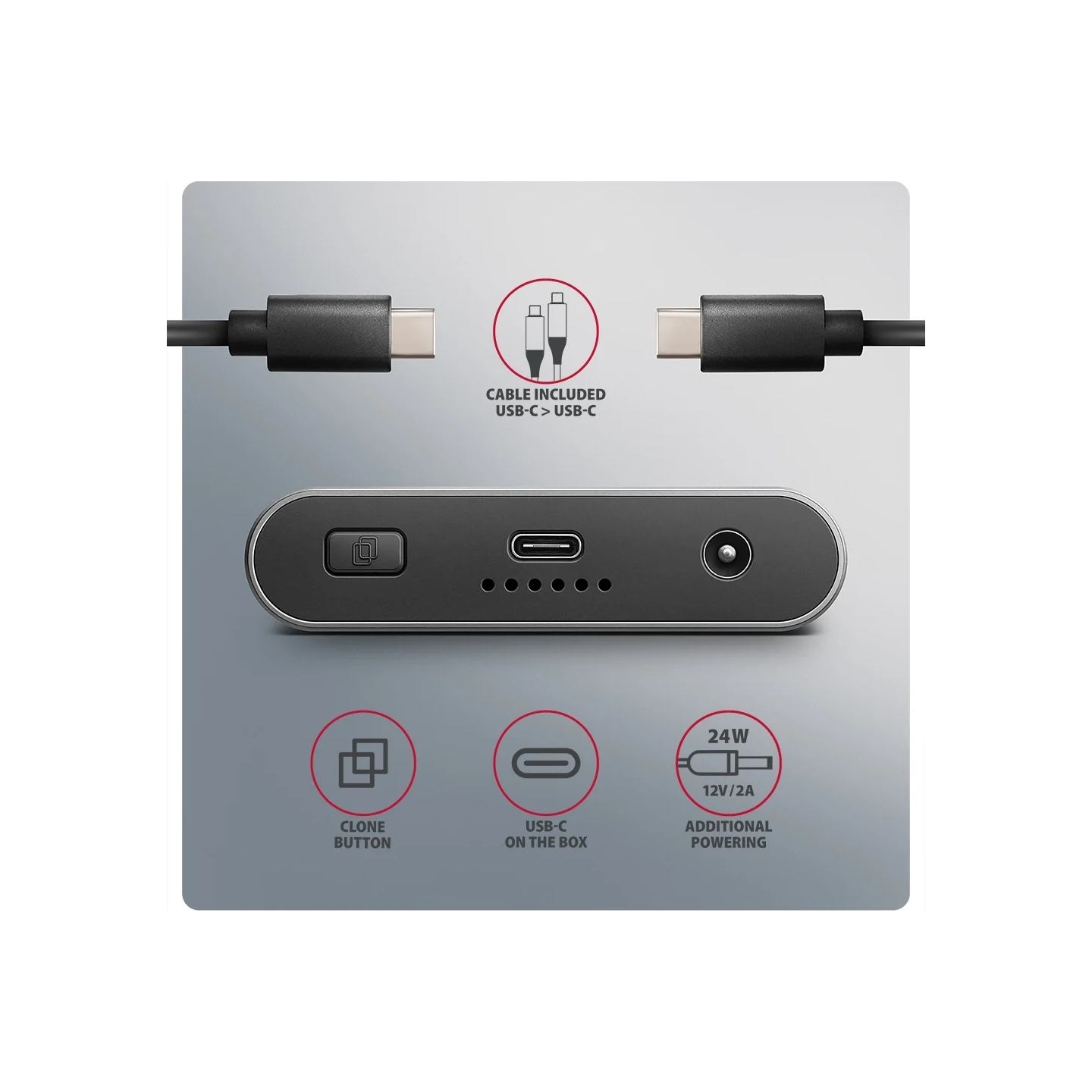 Axagon EEM2-20GD USB-C 20Gbps Dual M.2 NVMe SSD CLONE MASTER Enclosure. External USB-C 20Gbps metal box for two M.2 NVMe SSD dis