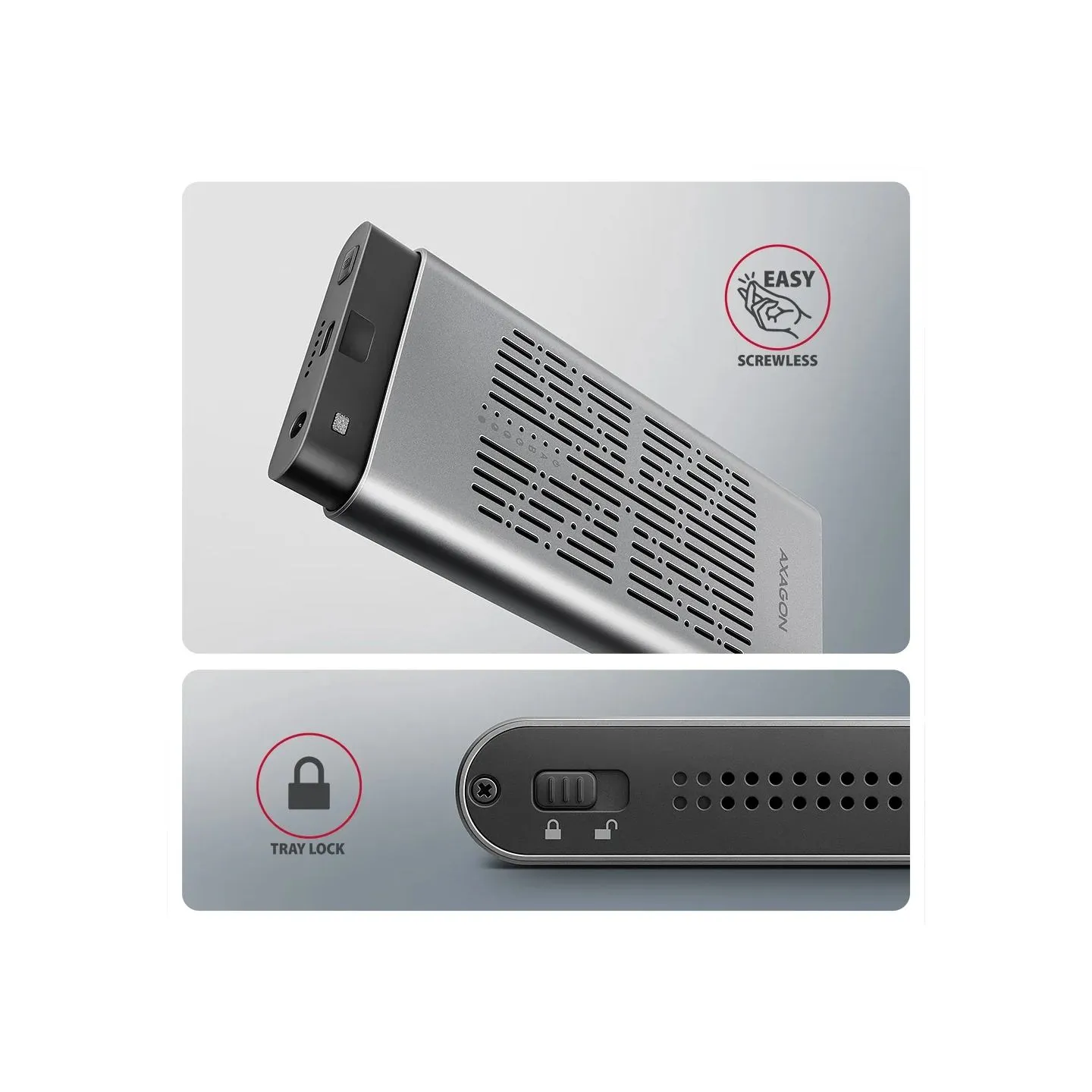 Axagon EEM2-20GB USB-C enclosu re Gen2 2xNVMe M.2 SSD