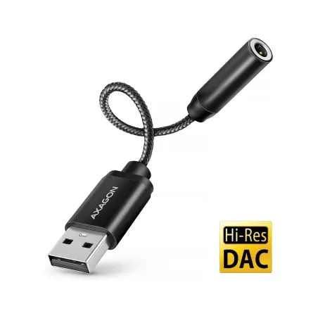 Axagon ADA-HA USB-A Hi-Res DAC audio adapter. External USB-A sound card to 3,5 mm jack, 384 kHz 32 bit DAC, stereo