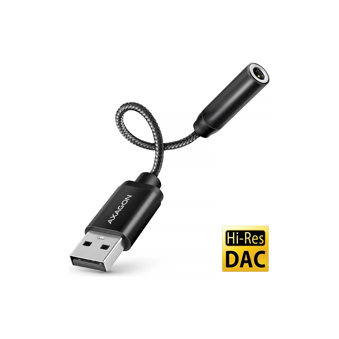 Axagon ADA-HA USB-A Hi-Res DAC audio adapter. External USB-A sound card to 3,5 mm jack, 384 kHz 32 bit DAC, stereo