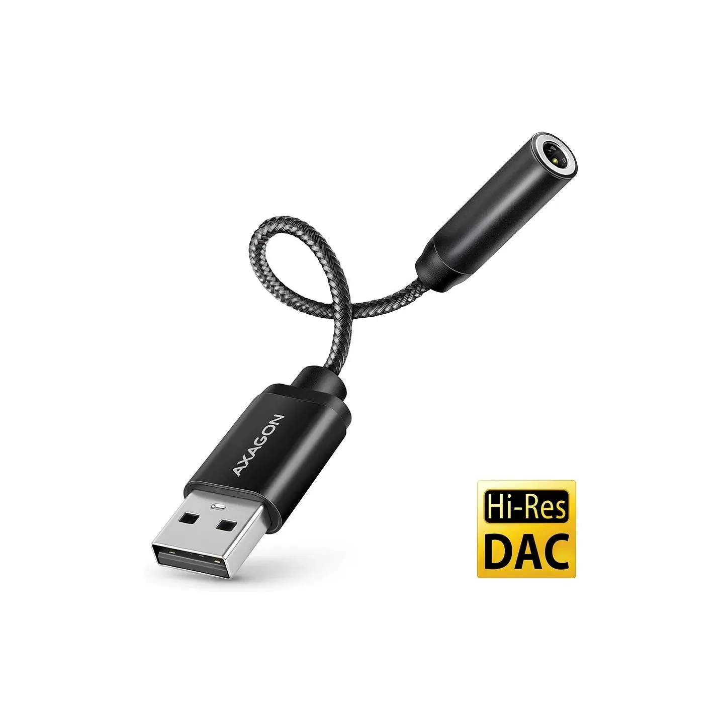 Axagon ADA-HA USB-A Hi-Res DAC audio adapter. External USB-A sound card to 3,5 mm jack, 384 kHz 32 bit DAC, stereo