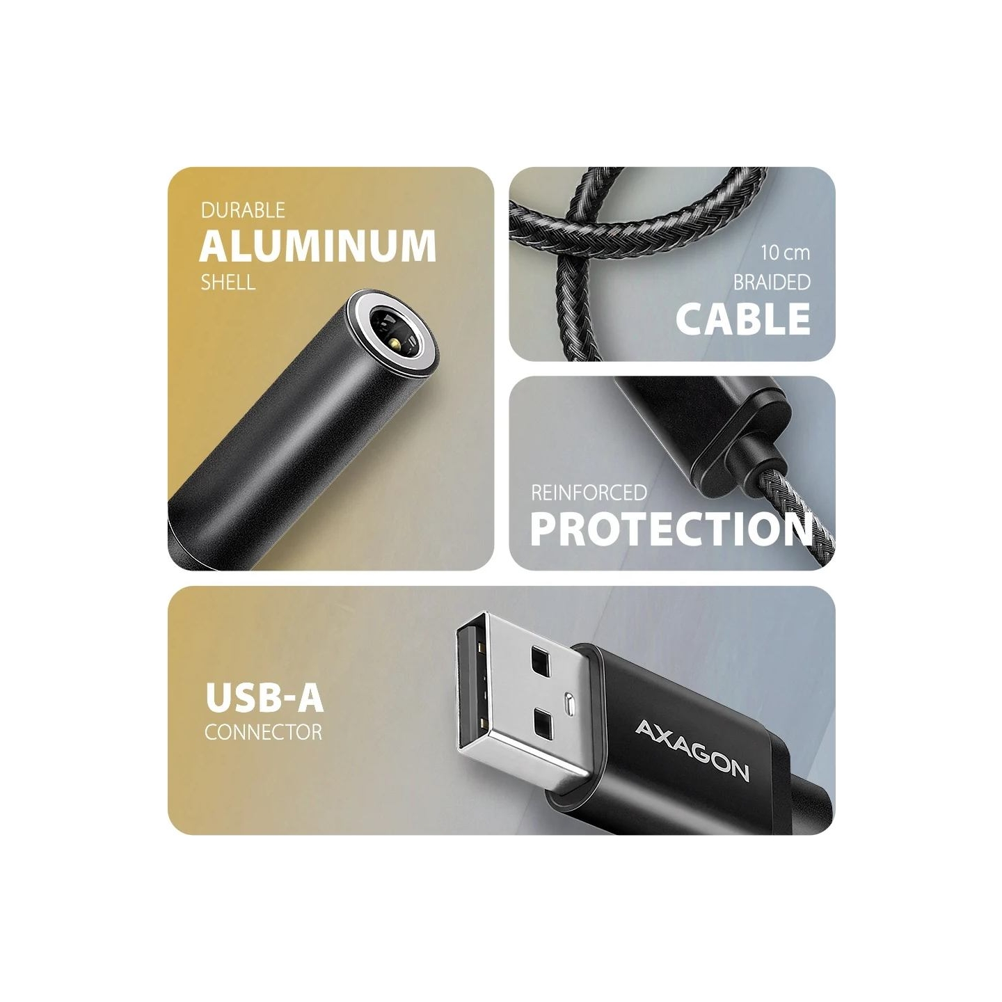 Axagon ADA-HA USB-A Hi-Res DAC audio adapter. External USB-A sound card to 3,5 mm jack, 384 kHz 32 bit DAC, stereo
