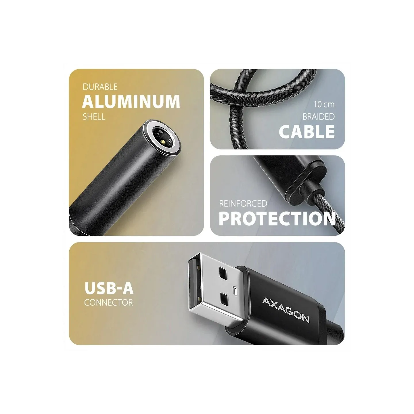 Axagon ADA-HA USB-A Hi-Res DAC audio adapter. External USB-A sound card to 3,5 mm jack, 384 kHz 32 bit DAC, stereo