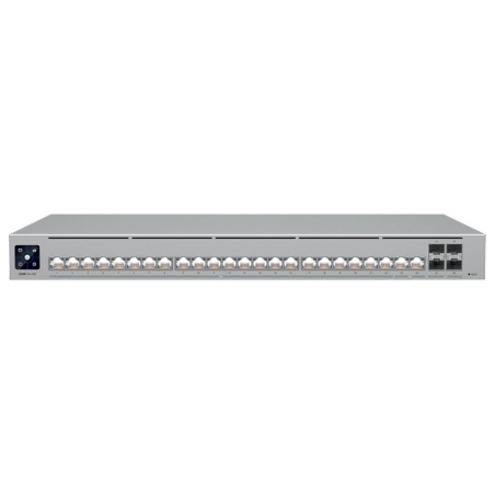 Ubiquiti Layer 3 Etherlighting switch USW-PRO-HD-24-EU, (22) 2.5 GbE, (2) 10 GbE ports, (4) 10G SFP+ ports. DC power backup read