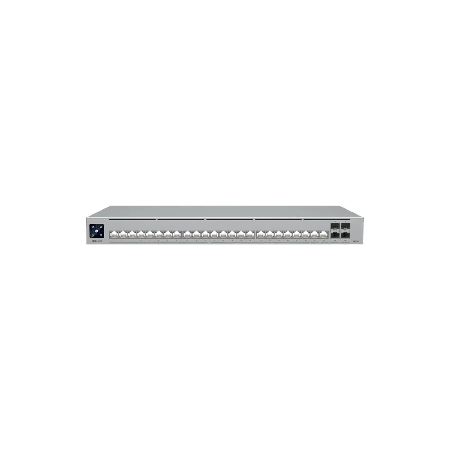 Ubiquiti Layer 3 Etherlighting switch USW-PRO-HD-24-EU, (22) 2.5 GbE, (2) 10 GbE ports, (4) 10G SFP+ ports. DC power backup read
