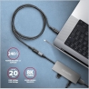 Axagon Extension USB 20Gbps cable length 1.5 m. PD 240W, 5A, 8K HD video. Black braided.