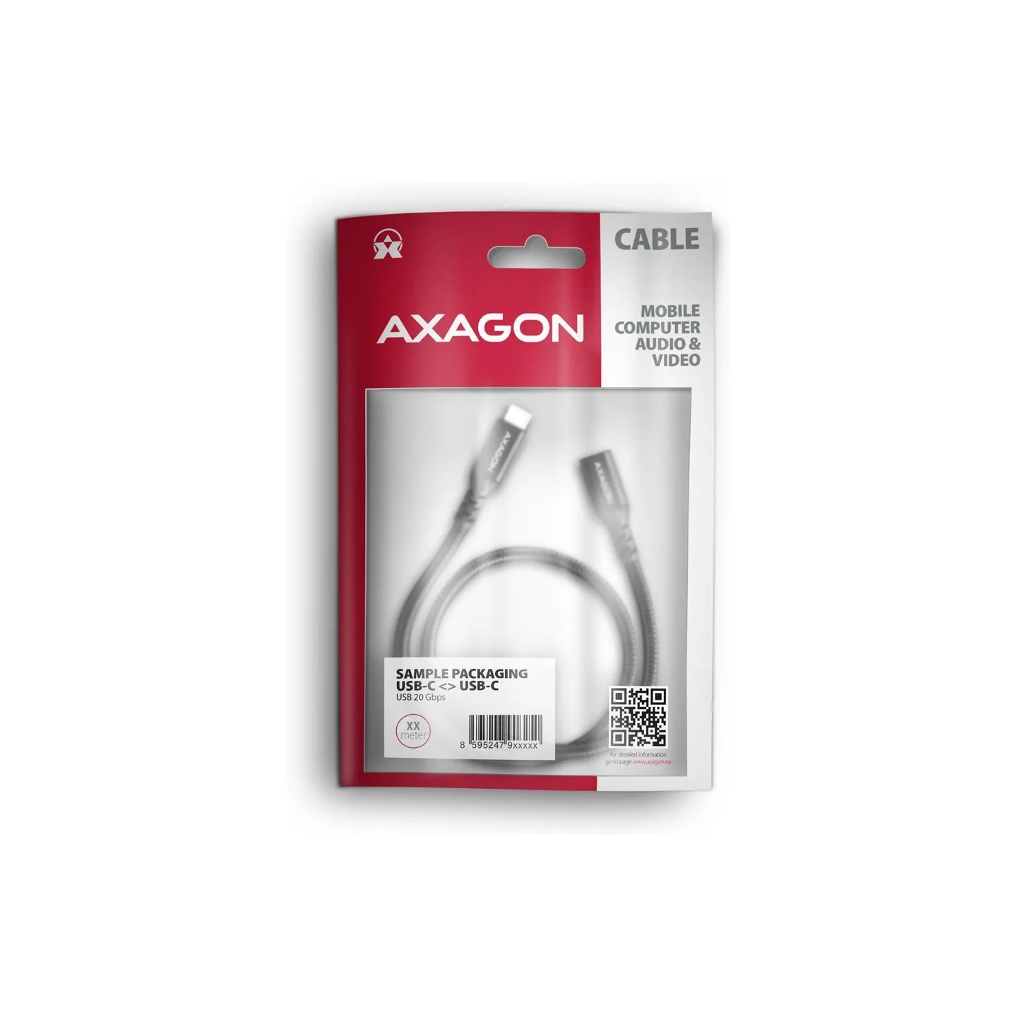 Axagon Extension USB 20Gbps cable length 1.5 m. PD 240W, 5A, 8K HD video. Black braided.