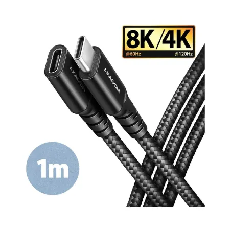 Axagon Extension USB 20Gbps cable length 1 m. PD 240W, 5A, 8K HD video. Black braided.