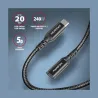 Axagon Extension USB 20Gbps cable length 1 m. PD 240W, 5A, 8K HD video. Black braided.