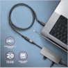 Axagon Extension USB 20Gbps cable length 1 m. PD 240W, 5A, 8K HD video. Black braided.