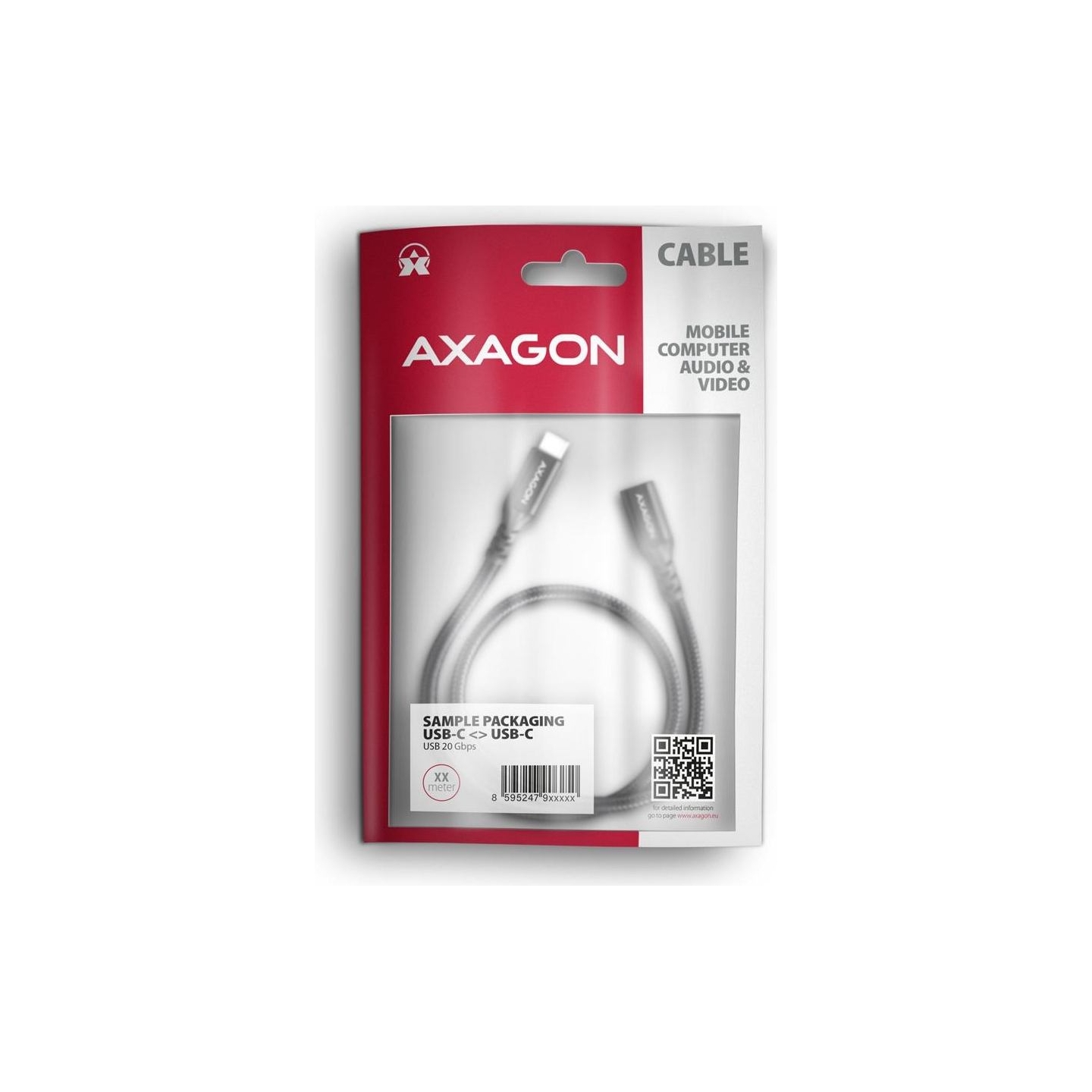 Axagon Extension USB 20Gbps cable length 1 m. PD 240W, 5A, 8K HD video. Black braided.