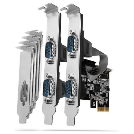 Axagon PCI-Express card with four serial ports 250 kbps. ASIX AX99100. Standard & Low profile.