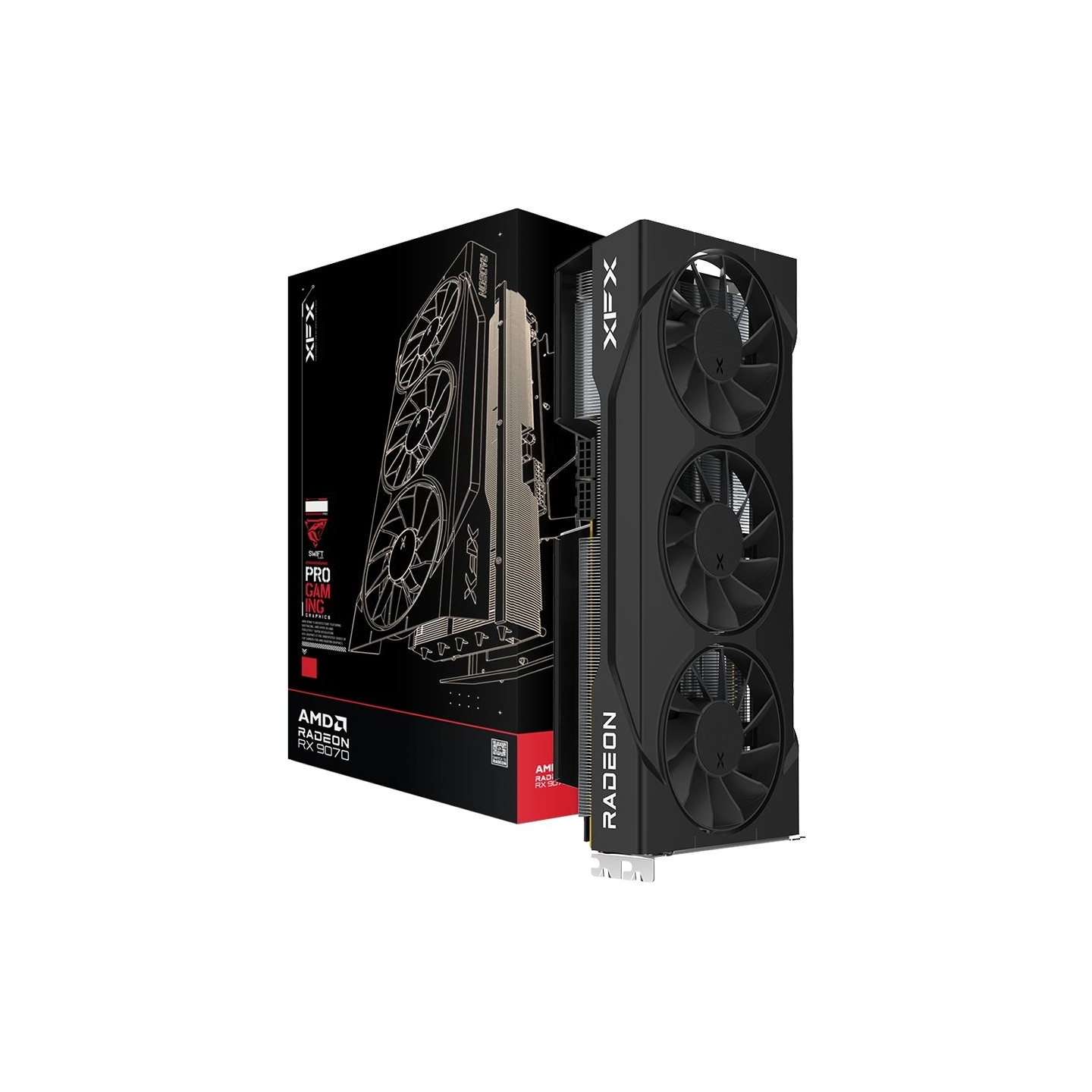 XFX Swift AMD Radeon RX 9070 GRE Triple 90mm Fan Gaming, 12GB GDDR6 192bit, 2790MHz / 18Gbps, HDMI 3xDP, AMD RDNA 4, 3 fan, 2 sl