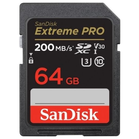 Sandisk Extreme PRO 64GB SDXC Memory Card + 2 years RescuePRO Deluxe up to 200MB/s & 90MB/s Read/Write speeds, UHS-I, Class 10, 