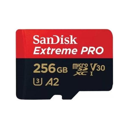 Sandisk Extreme PRO microSDXC 256GB + SD Adapter + 2 years RescuePRO Deluxe up to 200MB/s & 140MB/s Read/Write speeds A2 C10 V30