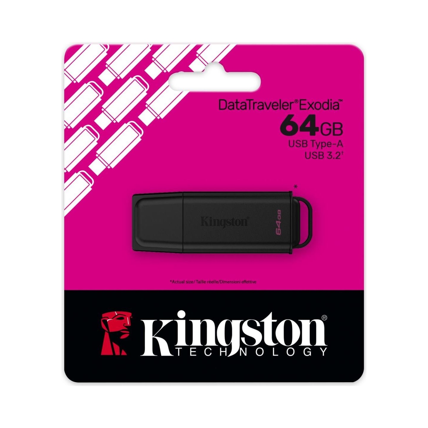 Kingston 64GB Portable USB 3.2 Gen 1 DataTraveler Exodia Black