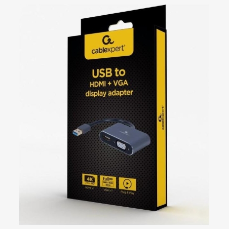 Gembird I/O ADAPTER USB3 TO HDMI/VGA/GREY A-USB3-HDMIVGA-01 GEMBIRD