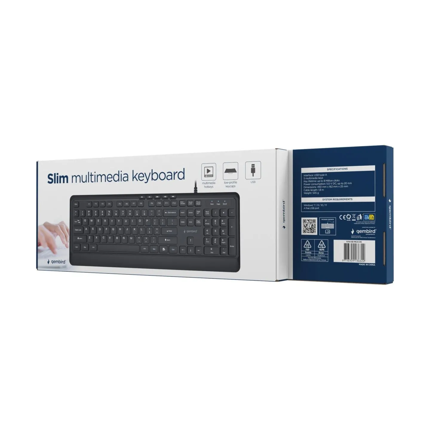 Gembird KEYBOARD MULTIMEDIA USB ENG/BLACK KB-MCH-05 GEMBIRD