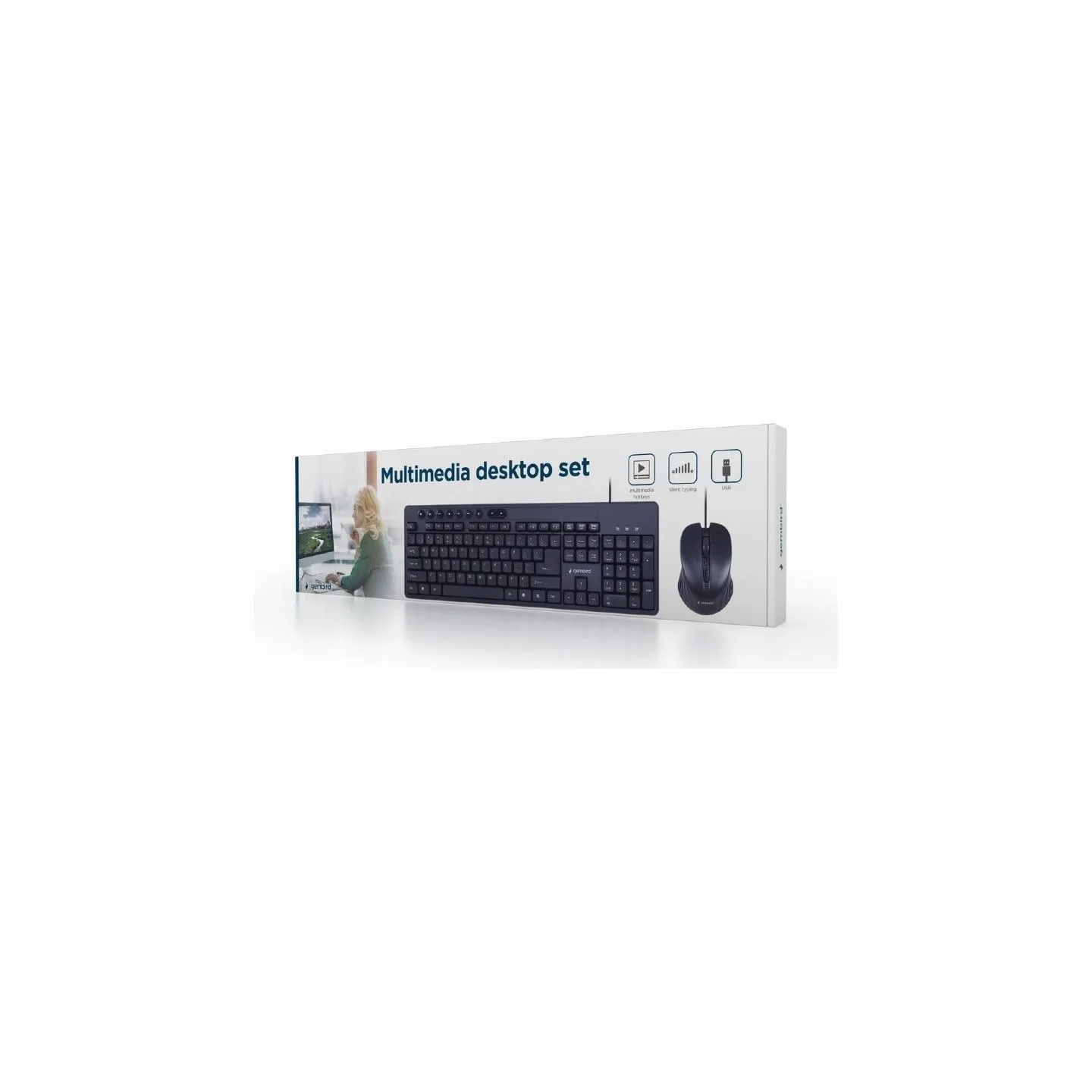 Gembird | Multimedia desktop set | KBS-UM-04 | Keyboard and Mouse Set | Wired | Mouse included | US | Black