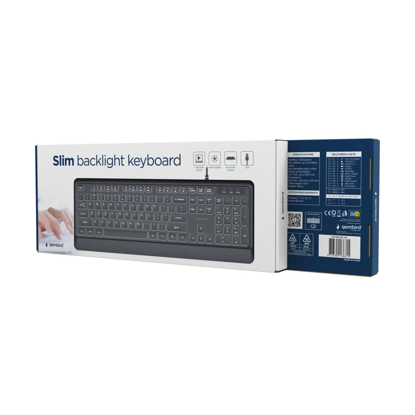 Gembird KEYBOARD MULTIMEDIA USB ENG/BLACK KB-UML-04 GEMBIRD